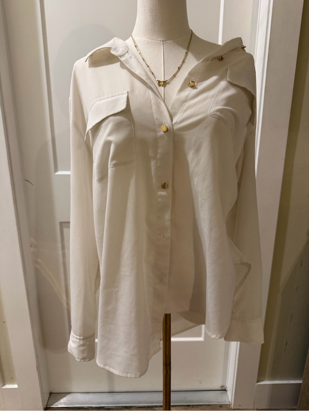 Juicy Couture Cream Button-Front Shirt with Gold Buttons